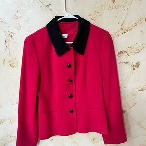 Louis Féraud Neiman Marcus Red Wool Power Blazer Size 8 Classic Business Jacket